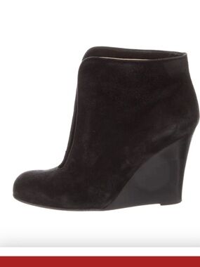 Christian Louboutin Black Suede Wedge Ankle Boot